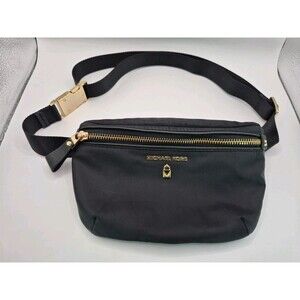 MICHAEL Michael Kors Black Nylon Fanny Pack Gold Hardware One Size PRE-OWNED